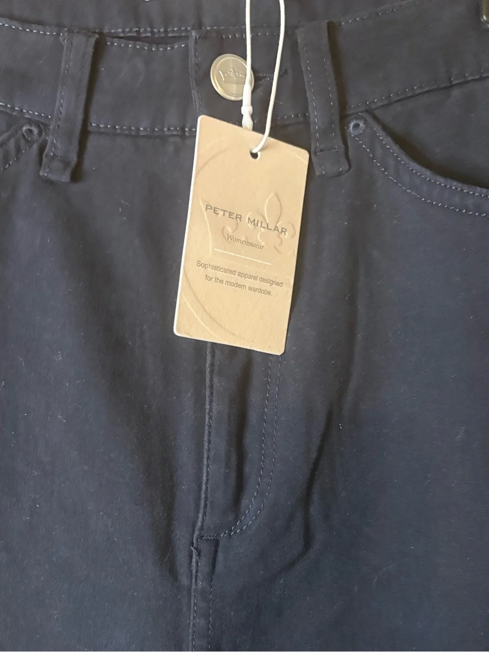 Nwt peter millar Karlie navy Stretch Sateen High Rise Pant size 8 - Picture 11 of 12